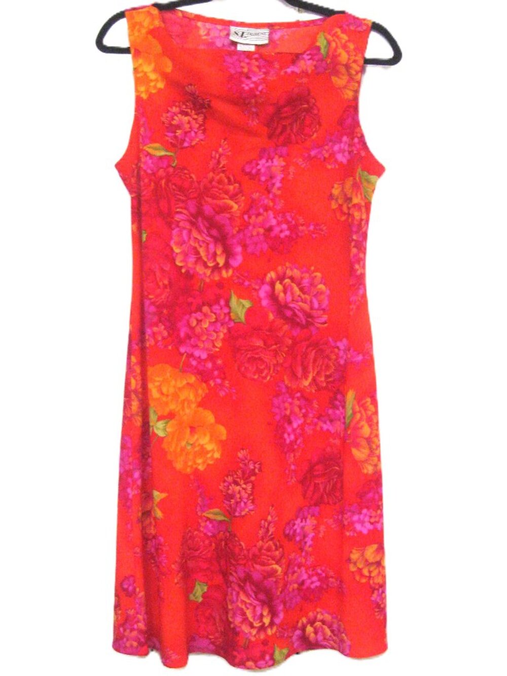 S.L. Fashions  A-line Dress  Cowl Neck   Red, Orange, Purple   New w/Tags   10